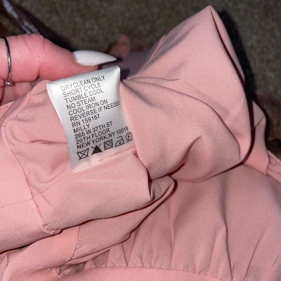 MILLY Women's Metallic Lurex Silk blend Chiffon Lauren Top pink waist tie SZ 0 - Picture 6 of 12